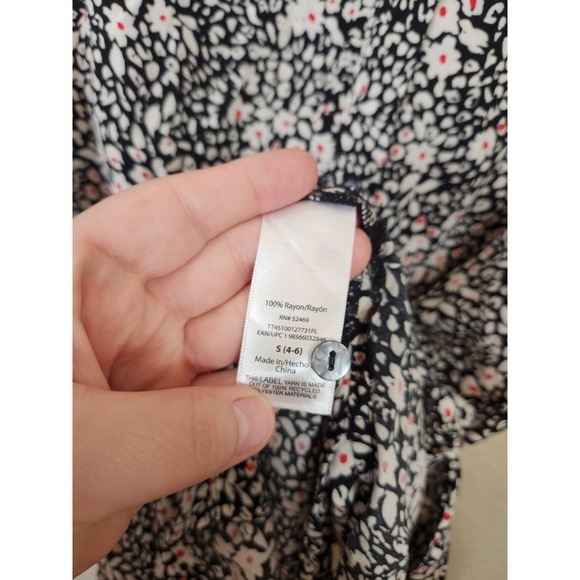 Time‎ and Tru Floral Midi Dress Pockets Long Sleeve Button Front Casual Black S - Picture 5 of 7